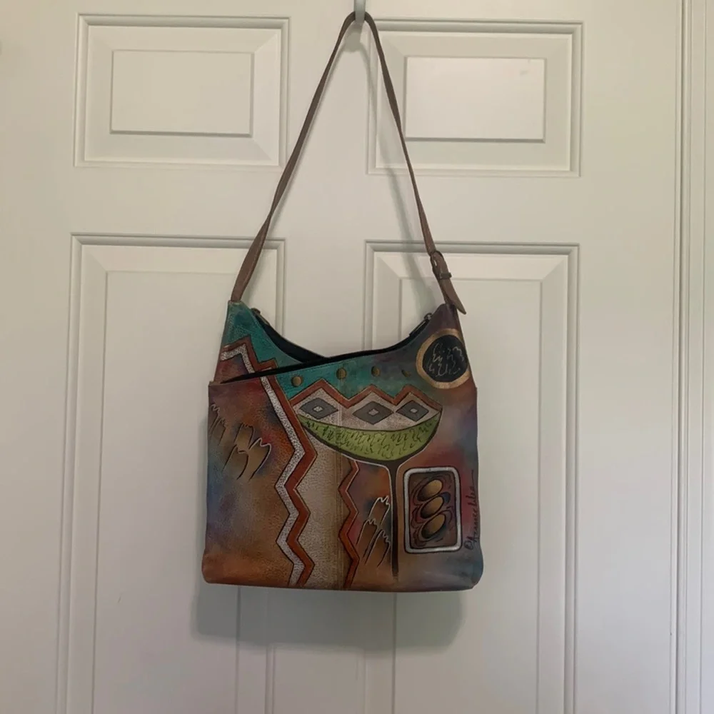 Anischka Hand-Painted 3 pocket Leather Purse